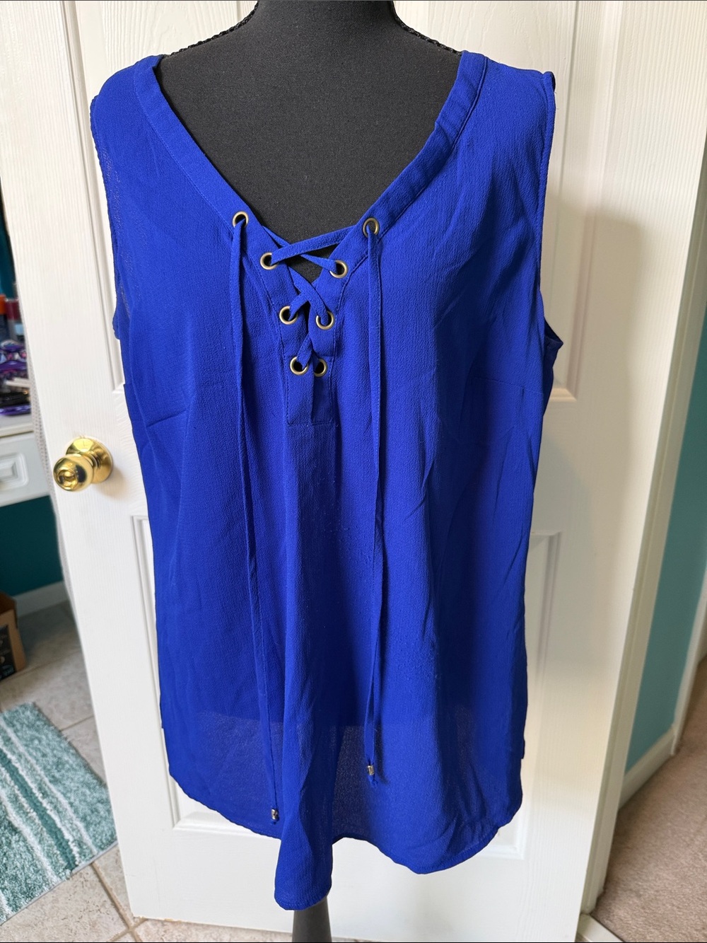 City Chic Royal Blue Lace-Up Sleeveless Tank
